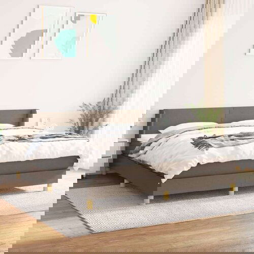  Box spring postelja z vzmetnico taupe 180x200 cm blago Slike