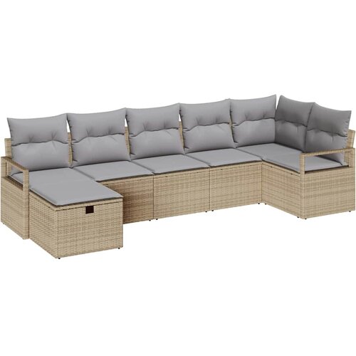  Set sofe 7 kom. Bež i svijetlo siva poliratan 287 x 122 x 85 cm Slike
