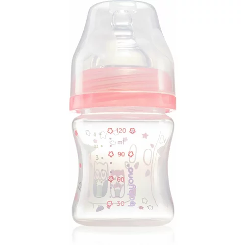 BabyOno Baby Bottle bočica za bebe protiv kolika 0m+ Pink 120 ml