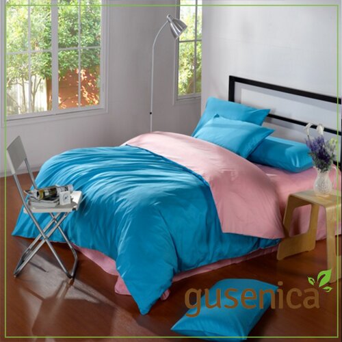 posteljina za bračni krevet plavo-roze Slike