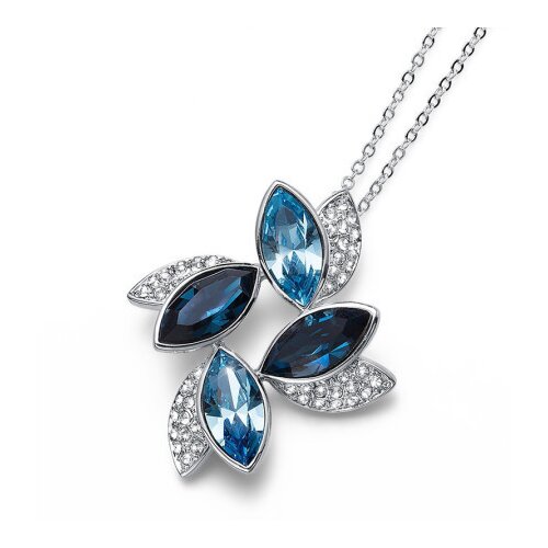  Ženski oliver weber leaf blue lančić sa swarovski plavim kristalnim priveskom ( 11792.blu ) Cene