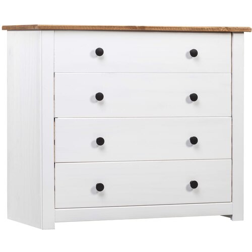 VidaXL Komoda bela 80x40x73 cm borovina Panama Range, (20656061) Slike