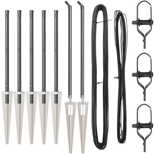 VidaXL Stebrički za ograjo s konico 7 kos &amp;Oslash;32 mm 80 cm Galvanizirano jeklo Slike