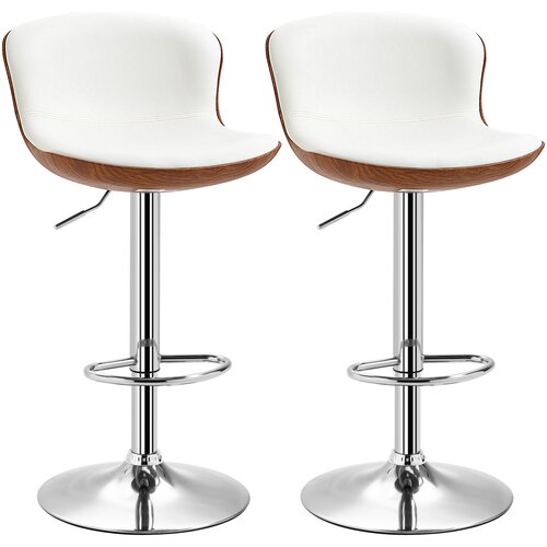 HOMCOM barski stol umetno usnje, kovina 50D x 46&Scaron; x 85 106V cm Krem bel+Srebrn, (5000242656) Cene