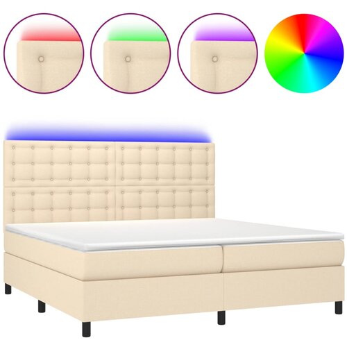 Maison Chic Box spring postelja - Vzmetna postelja z vzmetnico LED krem 200x200 cm blago SL22525, (21892216) Cene