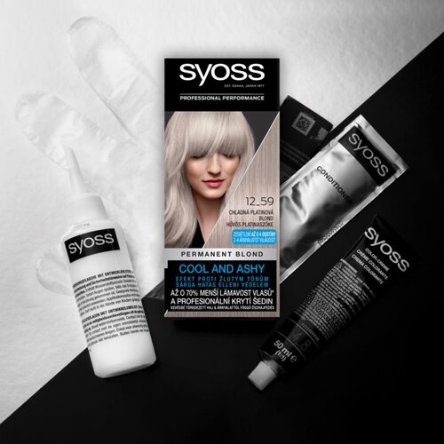 Syoss Permanent Coloration Permanent Blond trajna barva za lase 50 ml odtenek 12-59 Cool Platinum Blond Slike