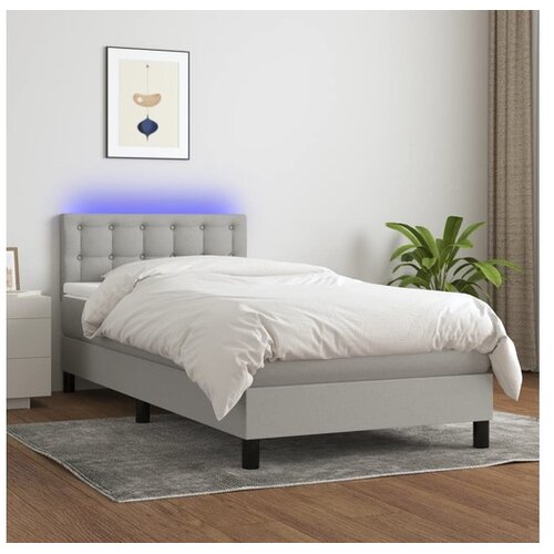  Box spring s madracem LED svjetlosivi 100x200 cm tkanina Cijene