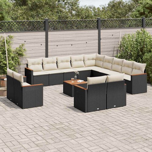  14-dijelni set vrtnih sofa s jastucima poliratan crni Slike