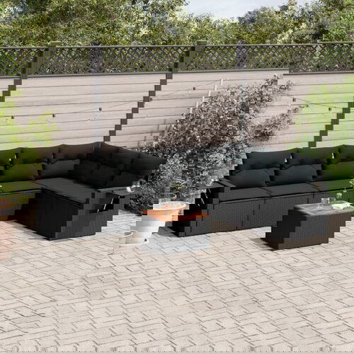 vidaXL 8-dijelni set vrtnih sofa od poliratana s jastucima crni Cijene