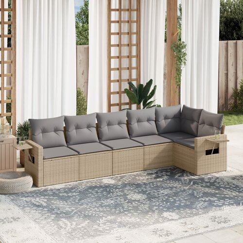 vidaXL 6-dijelni set vrtnih sofa s jastucima bež od poliratana Cijene