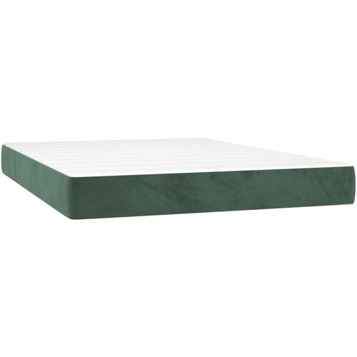 VidaXL Krevet box spring s madracem LED tamnozeleni 140x200 cm bar&amp;scaron;un Slike