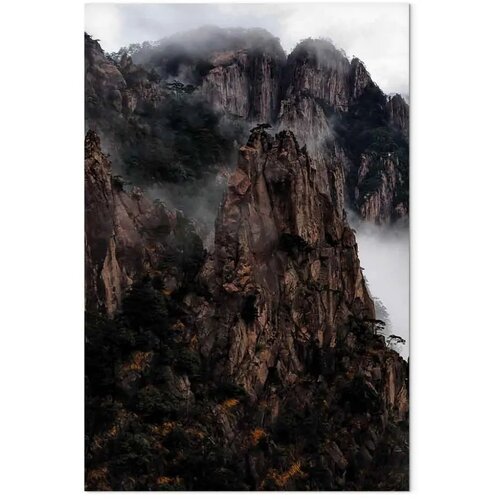  Slika - Heart of Mountain Landscape (1-part) - Clouds Amid Rocks 40x60 Na talijanskom platnu Slike