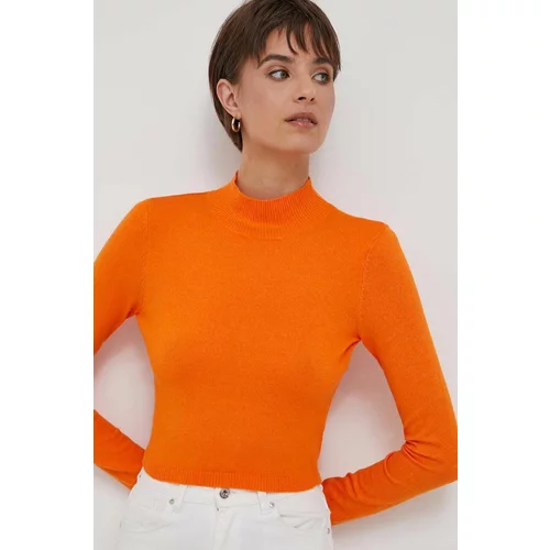 Xt Studio Pulover za žene, boja: narančasta, lagani, s poludolčevitom