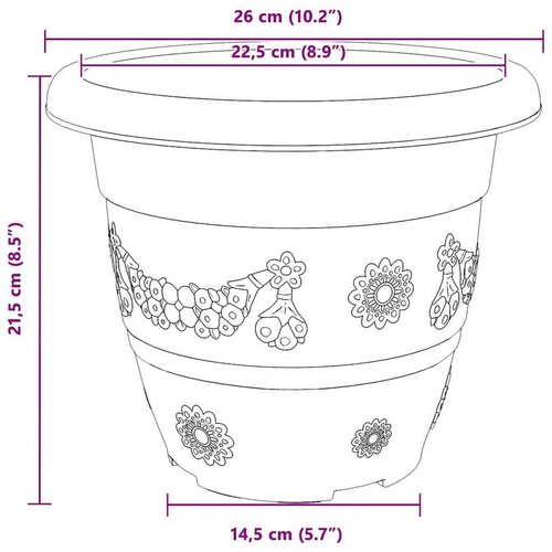  Okrugla saksija za cveće 6 pcs Crna &amp;Oslash; 26 x 21.5 cm Plastika - Crna &amp;Oslash; 22 x 18 cm 6 Slike