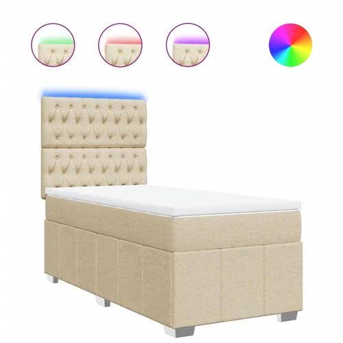 vidaXL Box spring postelja z vzmetnico krem 90x190 cm blago, (21321140) vidaXL Box spring postelja z vzmetnico krem 90x190 cm blago, (21321140)