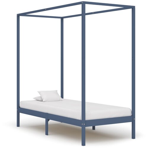 The Living Store Posteljni okvir z baldahinom siv iz trdne borovine 100x200 cm - Posteljni Okvir, (21527302) Slike