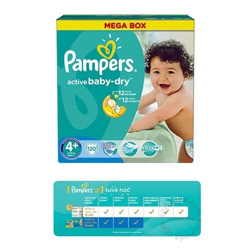 Pampers pelene Active Baby Dry maxi plus 4+ MB (120) 4033 Slike