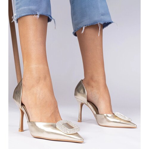 Gemre Golden stilettos adorned with zirconia Coluga Cene
