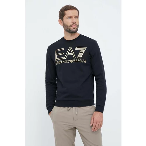Ea7 Emporio Armani Bombažen pulover moška, črna barva