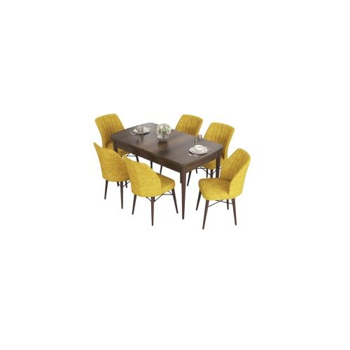 Hanah home Set Trpezarijski sto i 6 stolica Eva, žuto-smeđa Cene