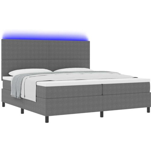 Krevet na podlo&amp;scaron;ku s madracem i LED svjetlom Sivi 200x200 cm Žoržet tkanina Slike