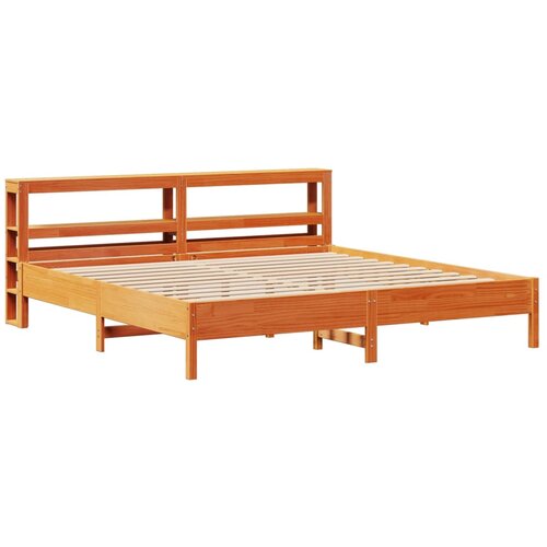 VidaXL Posteljni okvir z vzglavjem vo&amp;scaron;čeno rjava 200x200 cm borovina, (21303708) Slike