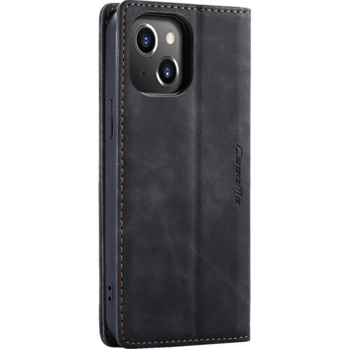 CASEME futrola preklopna za iPhone 14, koža, crna - Flip Leather Phone Case iPhone 14, Crna Slike