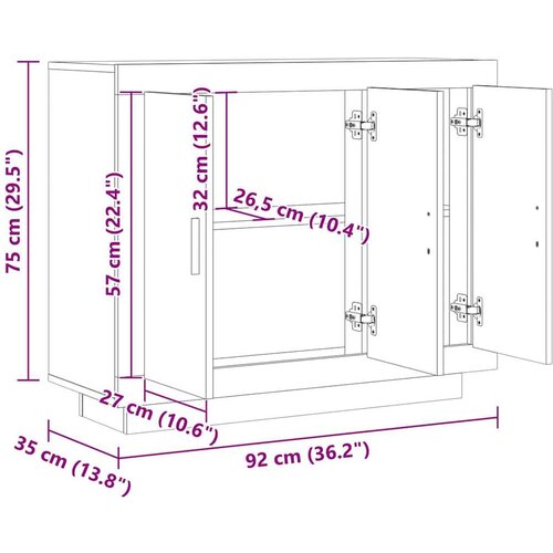 VidaXL Komoda Artisan hrast 92x35x75 cm izrađeno drvo Slike