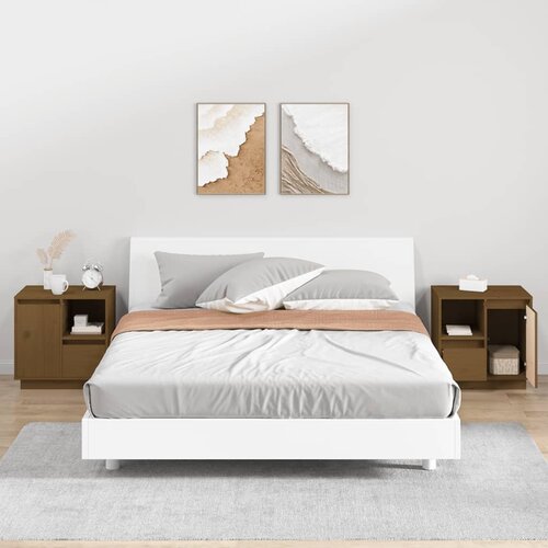 vidaXL Nočna omarica 2 kosa medeno rjava 50x34x50 cm trdna borovina Cene