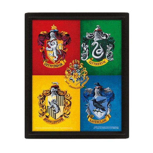 Pyramid International Proizvod sa nedostatkom - OUTLET - Harry Potter (Colourful Crests) - Framed ( 051926 ) Slike