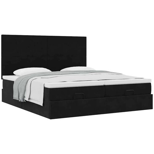 VidaXL otomanski okvir kreveta s madracima crni 200x200cm bar&amp;scaron;unasti Slike