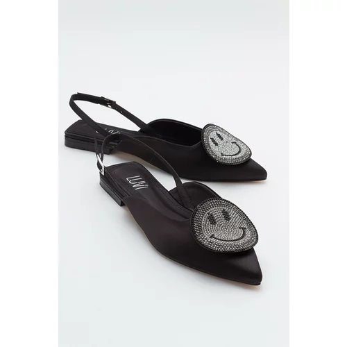 LuviShoes GEVEL Women's Black Satin Flats.