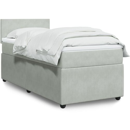 vidaXL Box spring postelja z vzmetnico svetlo siva 80x200 cm žamet Cene