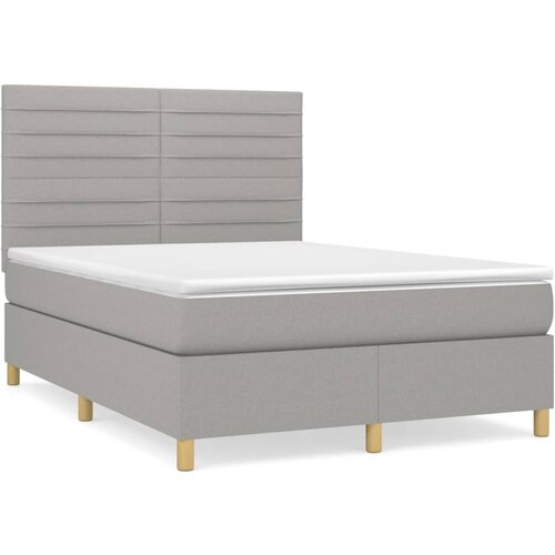 Maison Chic Box spring posteljni - Vzmetna postelja z vzmetnico svetlo siv 140x190 cm blago SL19420, (21894208) Cene
