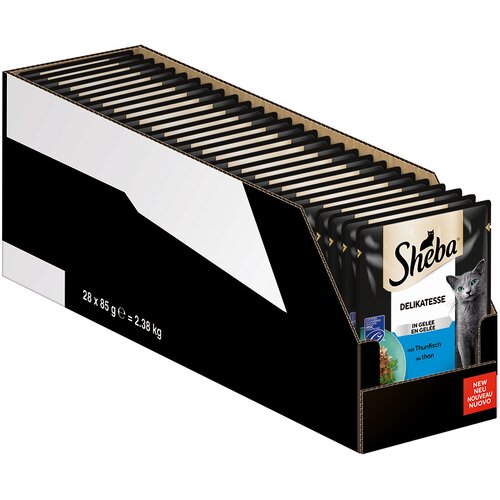  Varčno pakiranje Sheba različice v vrečkah za ohranjanje svežine 56 x 85 g - Delikatesse v želeju s tuno Cene