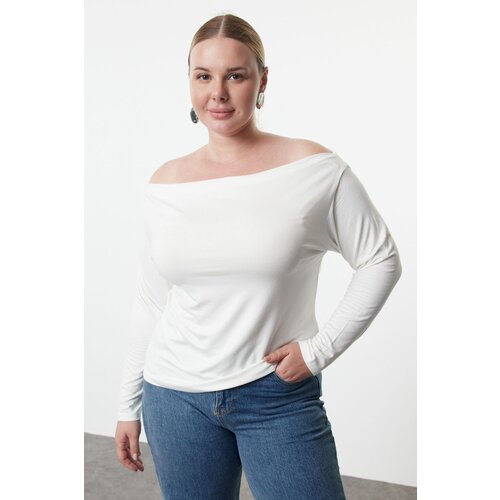 Trendyol Curve Ecru Carmen Collar Knitted Blouse Slike