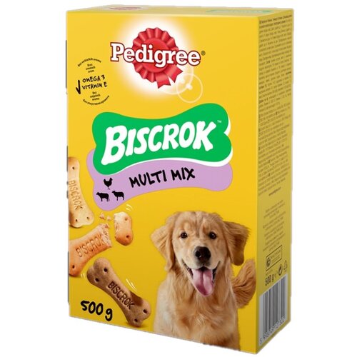 Pedigree Hrskavi biskviti sa tri ukusa za nagrađivanje pasa Biscrok Multi , 500g Slike