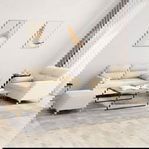 vidaXL Sedežna garnitura 3-delna z vzglavniki krem blago Cene