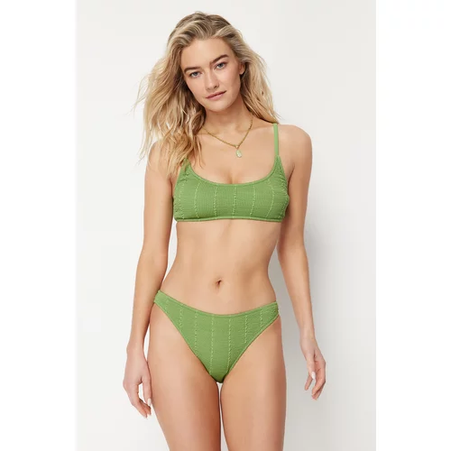 Trendyol Green Textured Bikini Bottoms