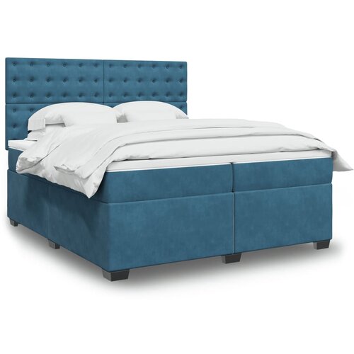 The Living Store Box spring postelja z vzmetnico modra 200x200 cm žamet - Box Spring Postelja, (21428174) Cene
