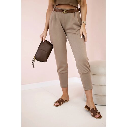 Kesi Włoski Pants with belt and pockets buttery-fabric camel Slike