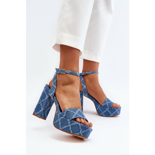 Kesi Blue Acrana High Heeled Denim Sandals Slike