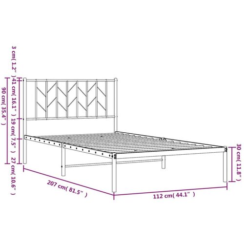  okvir za krevet s uzglavljem crni 107x203 cm Slike