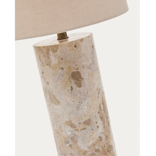 Kave Home Bež mramorna stolna lampa s tekstilnim sjenilom (visina 54 cm) Raze &amp;ndash; Slike
