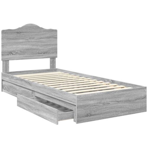  Okvir za krevet s ladicama Siva Sonoma 100 x 200 cm Slike