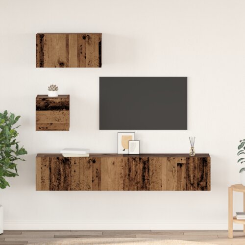 vidaXL TV Kabinet za Zid 4 pcs Staro drvo 30.5 x 30 x 30 cm Srednja Cijene