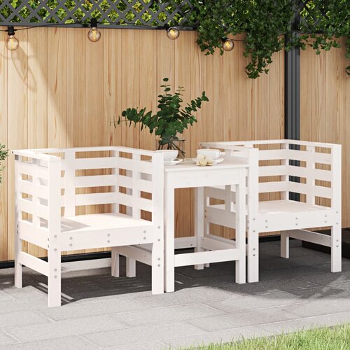 VidaXL Vrtne stolice 2 kom bijele 61 5x53x71 cm od masivne borovine Slike