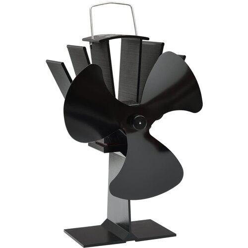 VidaXL Ventilator za peć na toplinski pogon s 3 lopatice crni Slike