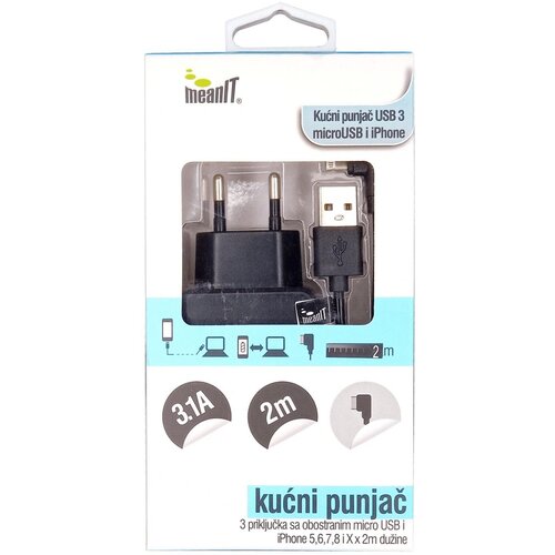 Meanit Kućni punjač za pametne telefone i iPhone 3xUSB Slike