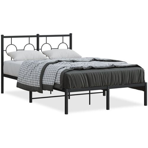 Maison Chic Kovinski Posteljni okvir - Dvoposteljna postelja - Zakonska postelja z vzglavjem črn 120x190 cm, (21692413) Slike